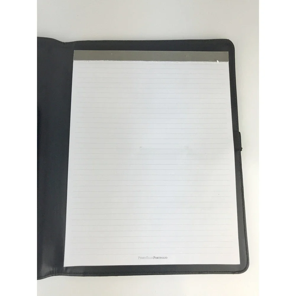 Perry Ellis Portfolio Folio‎ Black Leather Business Organizer Calculator Notepad